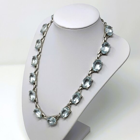 Swarovski Chunky Aqua Crystal Necklace - Picture 3 of 9